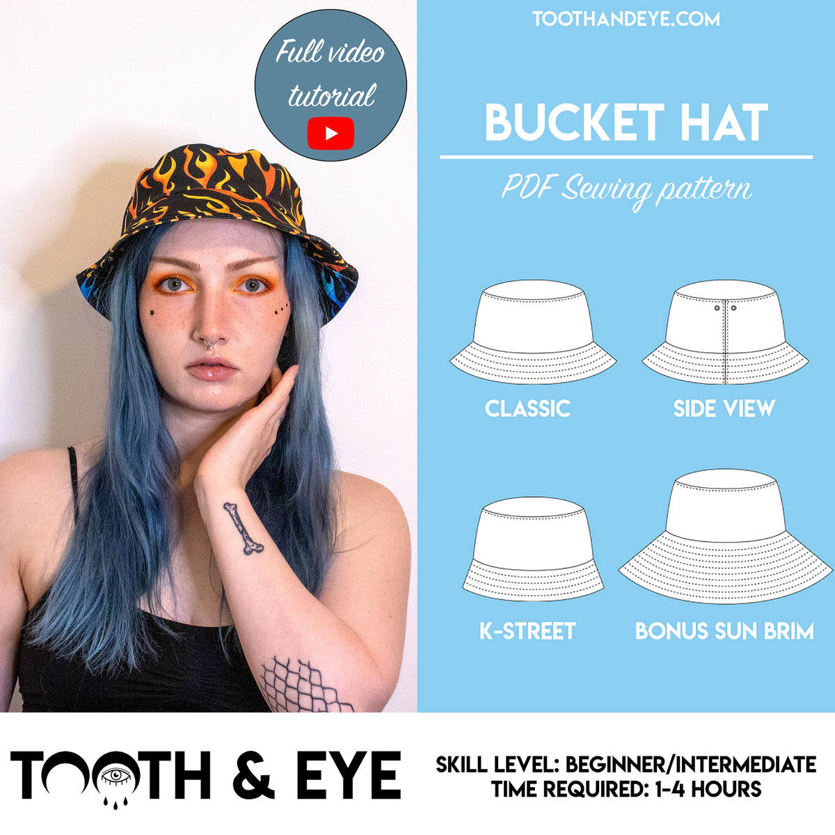 Bucket Sun Hat Sewing Pattern – Tooth and Eye